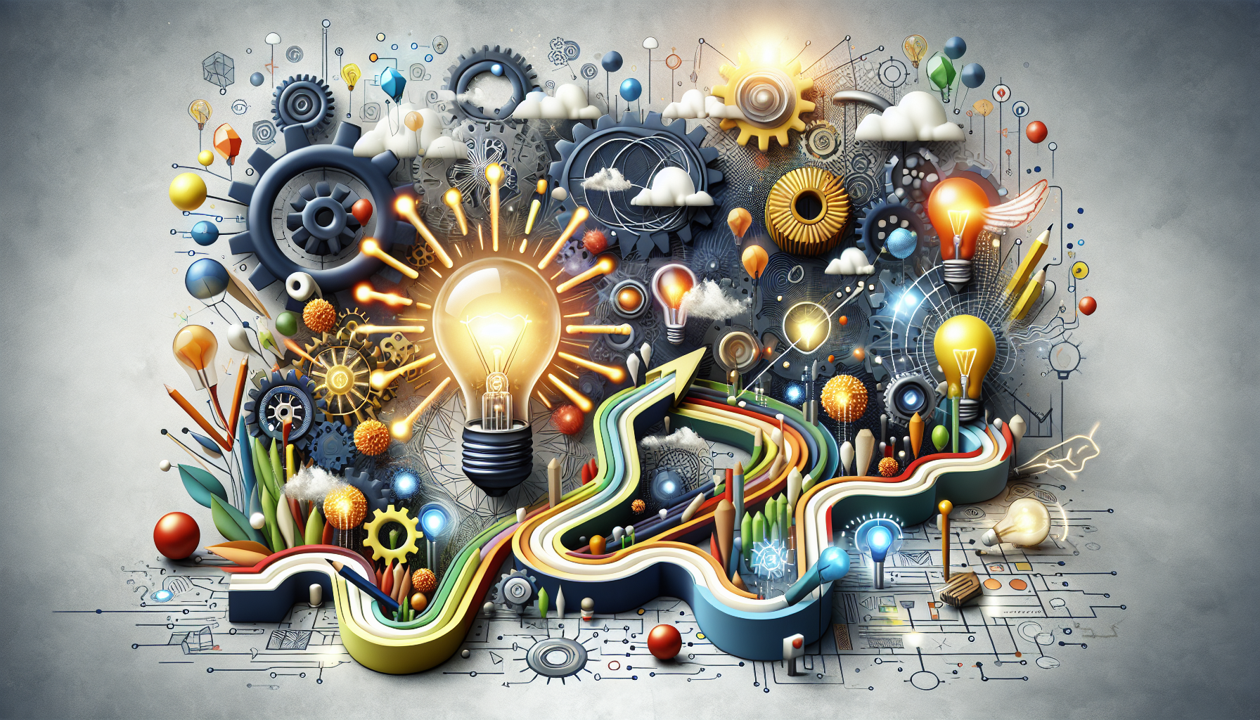 A conceptual illustration representing Innovative Solutions and Strategies. Visualize the main ideas: . Creative but clear representation of the concept. Style: Visual Theme: Clean, modern aesthetic with high contrast and vibrant energy. Emphasize the intersect. high quality, detailed, professional, clean composition, good lighting, sharp focus, well-composed. high quality, professional, detailed, well-composed