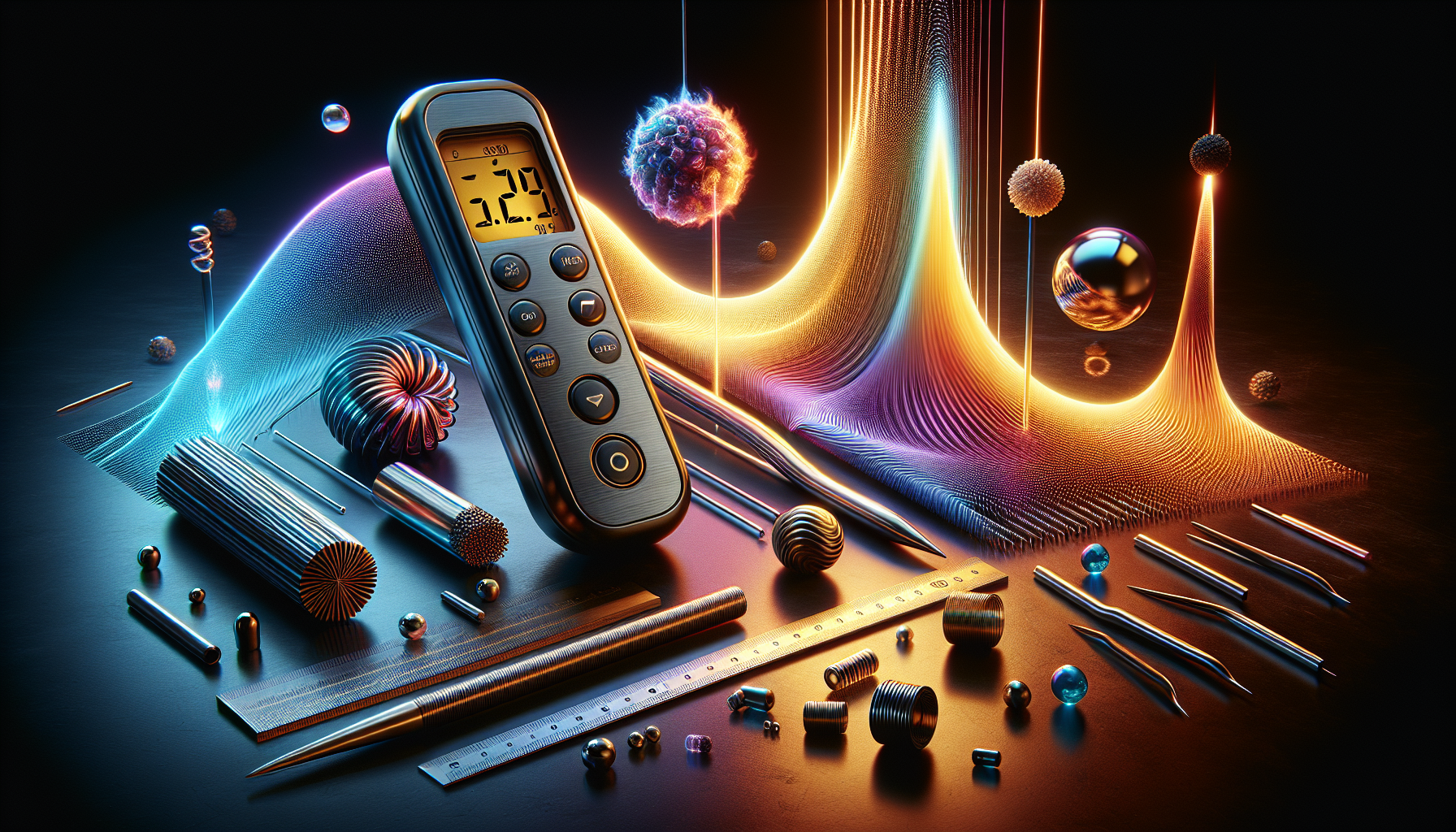 A conceptual illustration representing Measuring Thermal Expansion. Visualize the main ideas: . Creative but clear representation of the concept. Style: photorealistic. high quality, detailed, professional, clean composition, good lighting, sharp focus, well-composed. high quality, professional, detailed, well-composed
