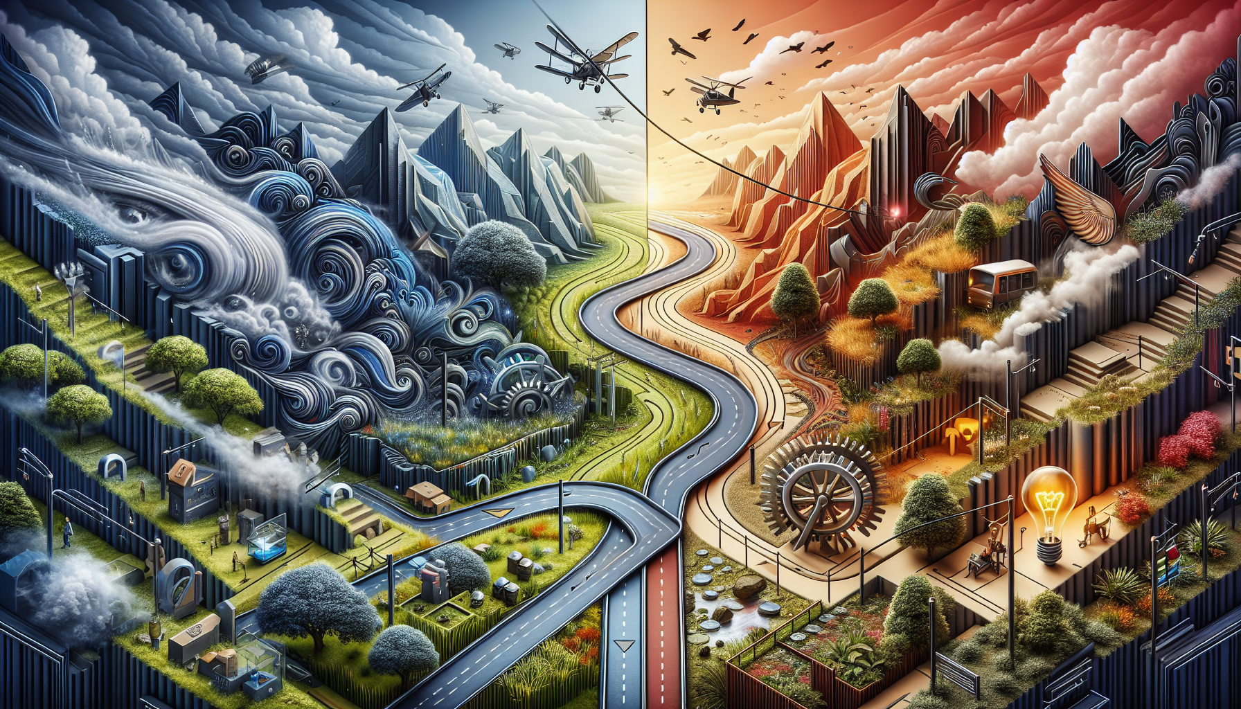 A conceptual illustration representing Challenges and Solutions. Visualize the main ideas: . Creative but clear representation of the concept. Style: Visual Theme: Clean, modern aesthetic with high contrast and vibrant energy. Emphasize the intersect. high quality, detailed, professional, clean composition, good lighting, sharp focus, well-composed. high quality, professional, detailed, well-composed