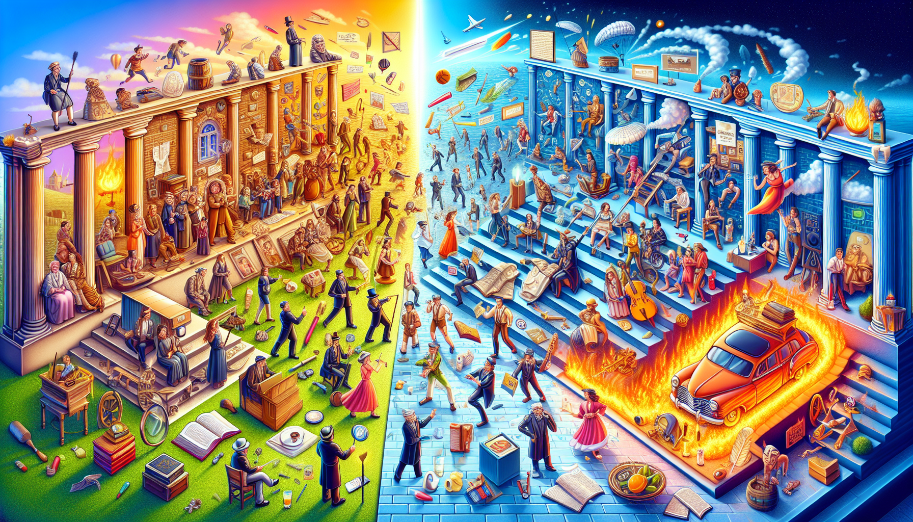 A conceptual illustration representing The Evolution of an Idiom. Visualize the main ideas: . Creative but clear representation of the concept. Style: photorealistic. high quality, detailed, professional, clean composition, good lighting, sharp focus, well-composed. high quality, professional, detailed, well-composed