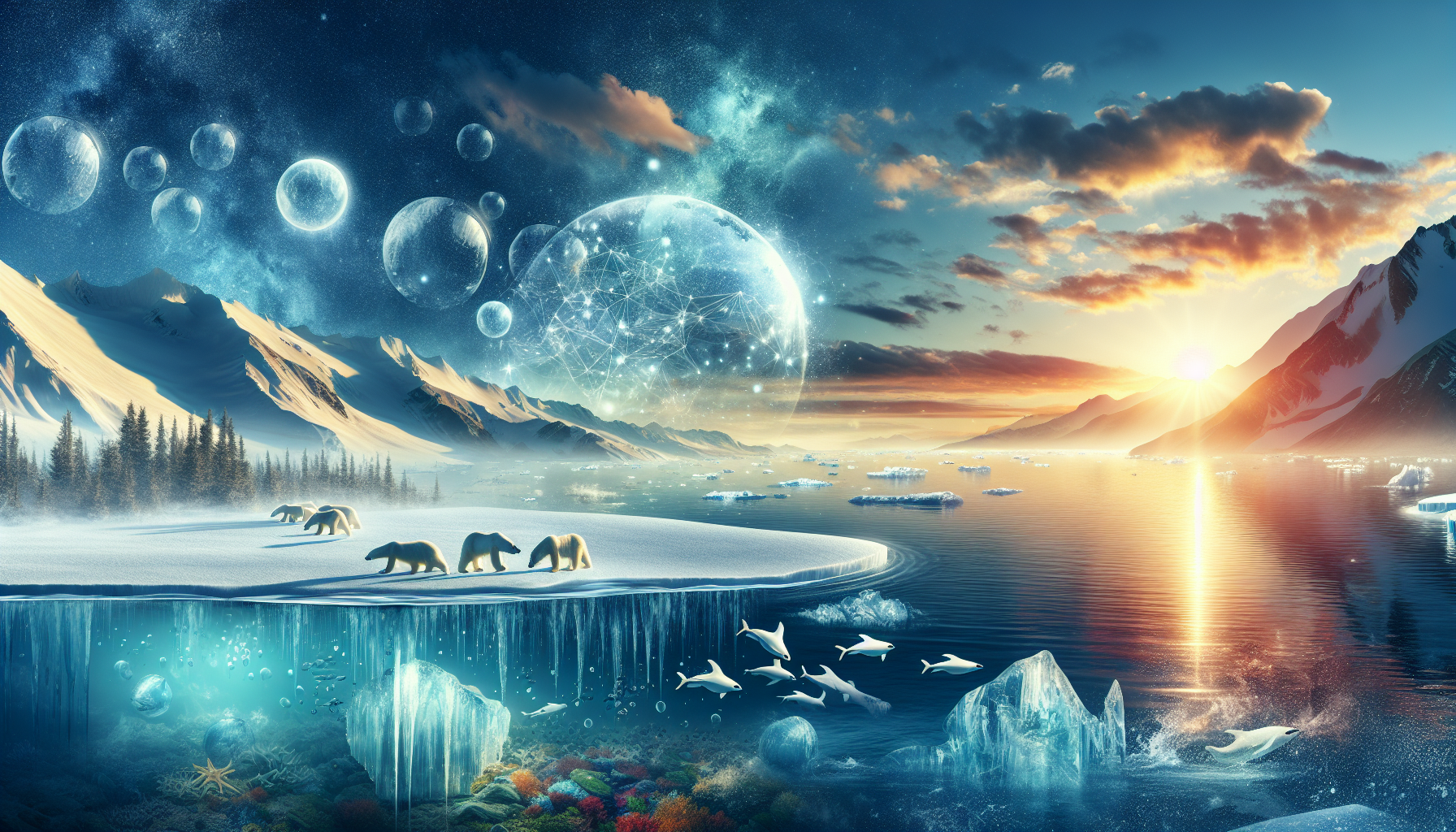 A conceptual illustration representing Introduction - The Curious Case of Vanishing Ice. Visualize the main ideas: . Creative but clear representation of the concept. Style: photorealistic. high quality, detailed, professional, clean composition, good lighting, sharp focus, well-composed. high quality, professional, detailed, well-composed