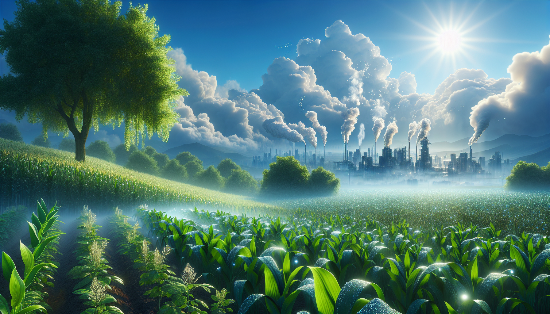 A conceptual illustration representing The CO2 Fertilization Effect. Visualize the main ideas: . Creative but clear representation of the concept. Style: photorealistic. high quality, detailed, professional, clean composition, good lighting, sharp focus, well-composed. high quality, professional, detailed, well-composed