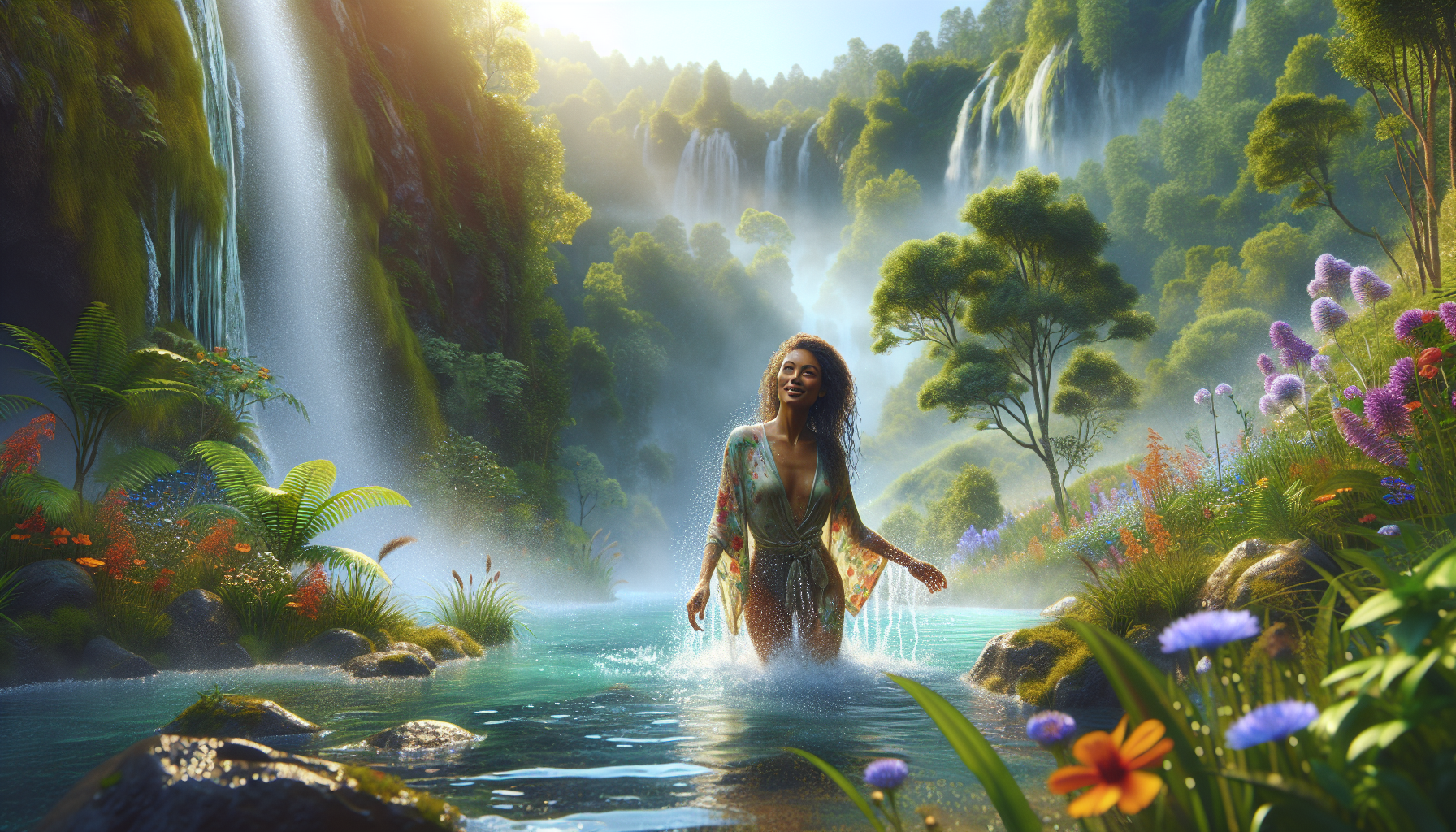 A conceptual illustration representing The Immediate Benefits of Cold Water Immersion. Visualize the main ideas: . Creative but clear representation of the concept. Style: photorealistic. high quality, detailed, professional, clean composition, good lighting, sharp focus, well-composed. high quality, professional, detailed, well-composed