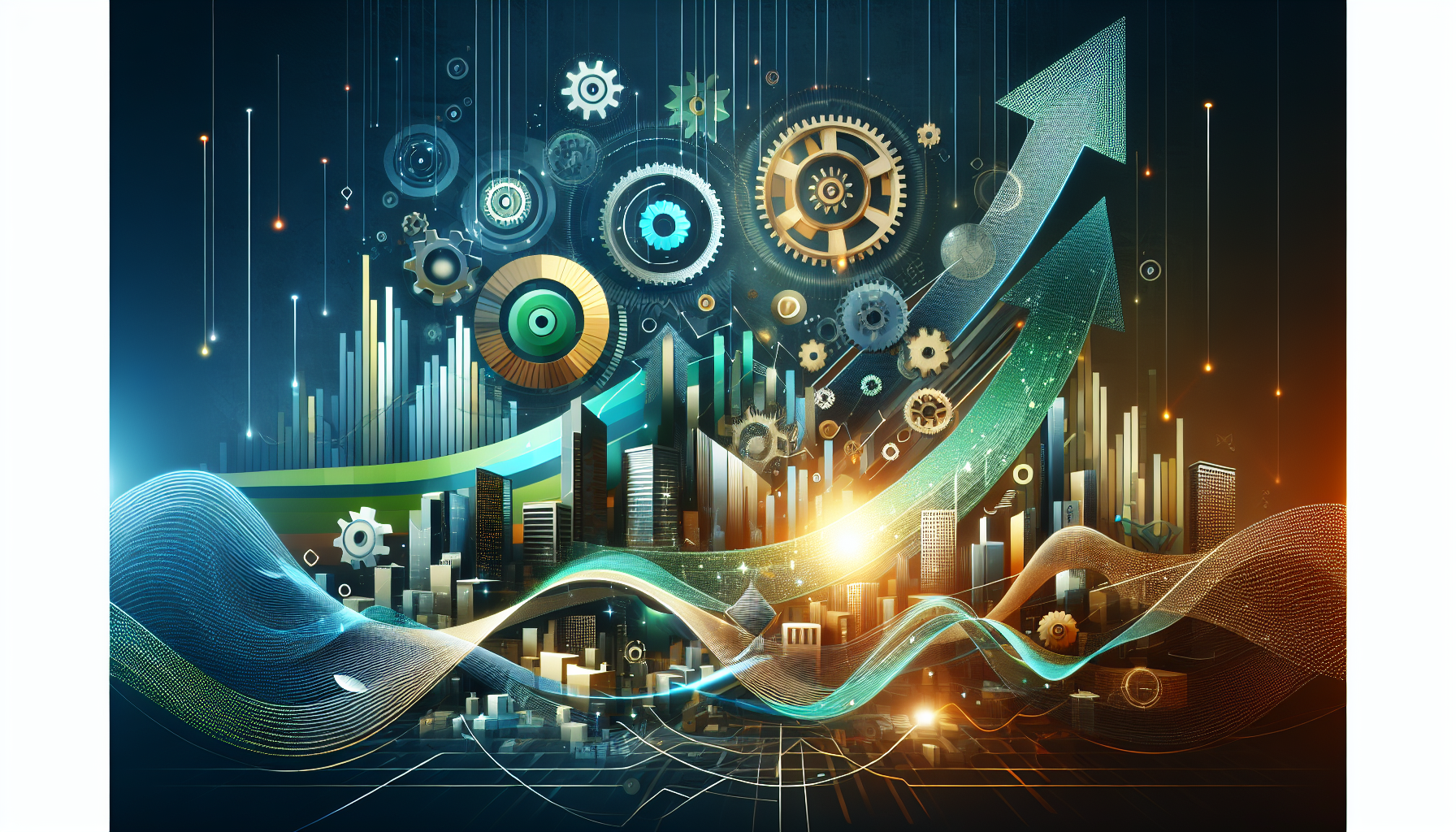 A conceptual illustration representing Economic Advantages. Visualize the main ideas: . Creative but clear representation of the concept. Style: Visual Theme: Clean, modern aesthetic with high contrast and vibrant energy. Emphasize the intersect. high quality, detailed, professional, clean composition, good lighting, sharp focus, well-composed. high quality, professional, detailed, well-composed