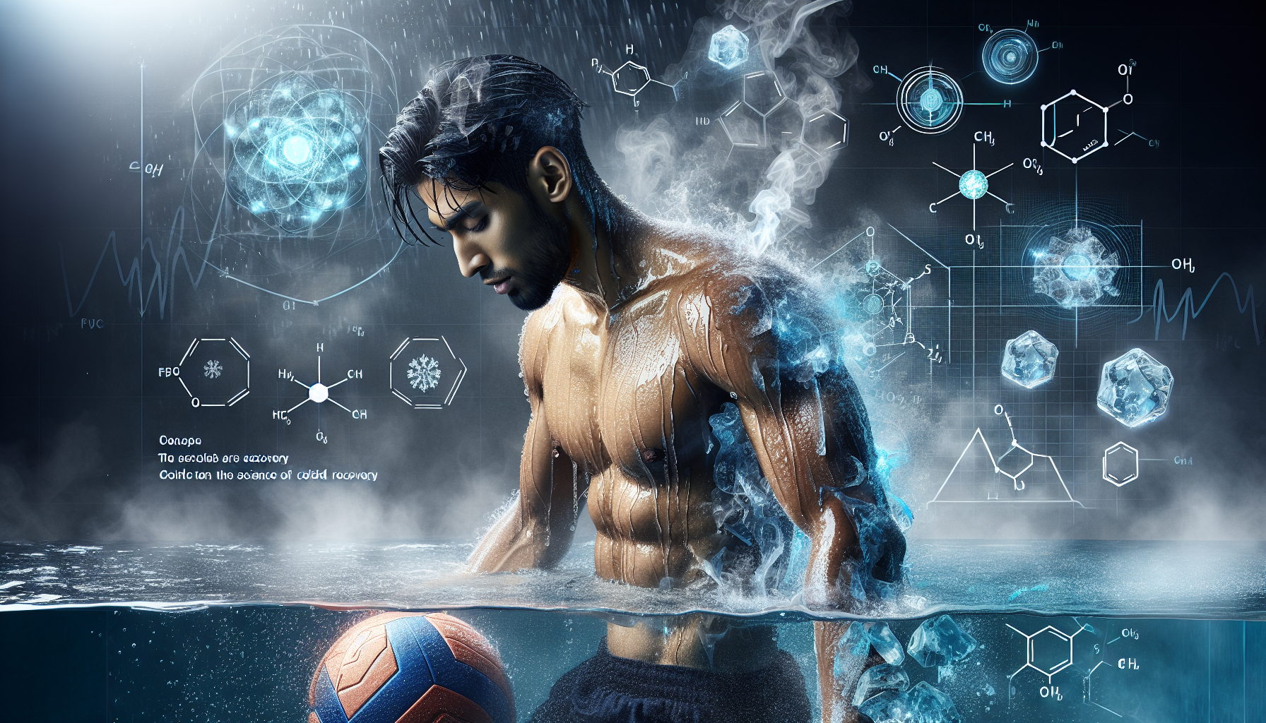 A conceptual illustration representing The Science Behind Cold Water Recovery. Visualize the main ideas: . Creative but clear representation of the concept. Style: photorealistic. high quality, detailed, professional, clean composition, good lighting, sharp focus, well-composed. high quality, professional, detailed, well-composed