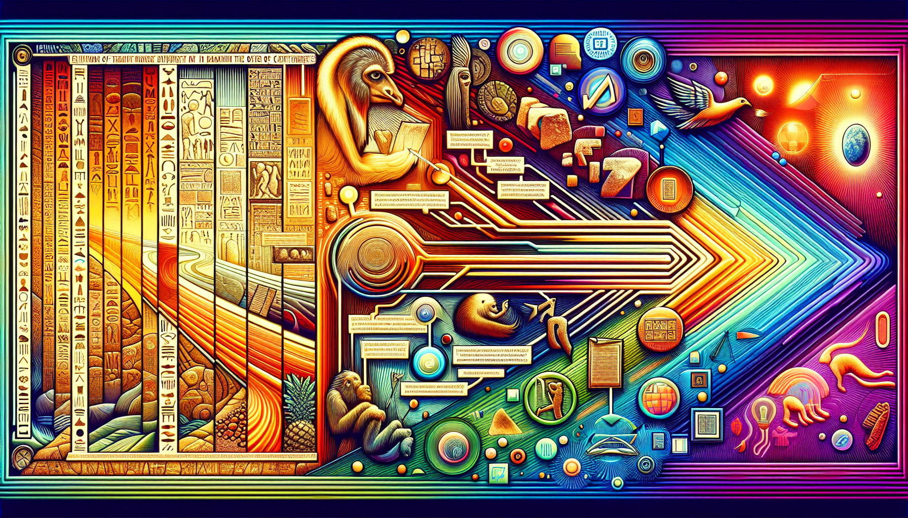 A conceptual illustration representing Evolution of Meaning Over Centuries. Visualize the main ideas: . Creative but clear representation of the concept. Style: photorealistic. high quality, detailed, professional, clean composition, good lighting, sharp focus, well-composed. high quality, professional, detailed, well-composed