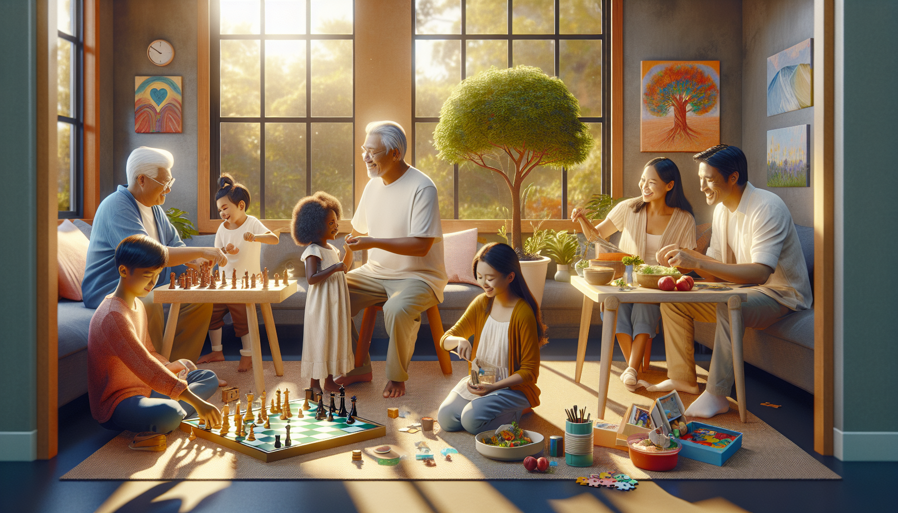 A conceptual illustration representing Benefits of Family Engagement. Visualize the main ideas: . Creative but clear representation of the concept. Style: photorealistic. high quality, detailed, professional, clean composition, good lighting, sharp focus, well-composed. high quality, professional, detailed, well-composed