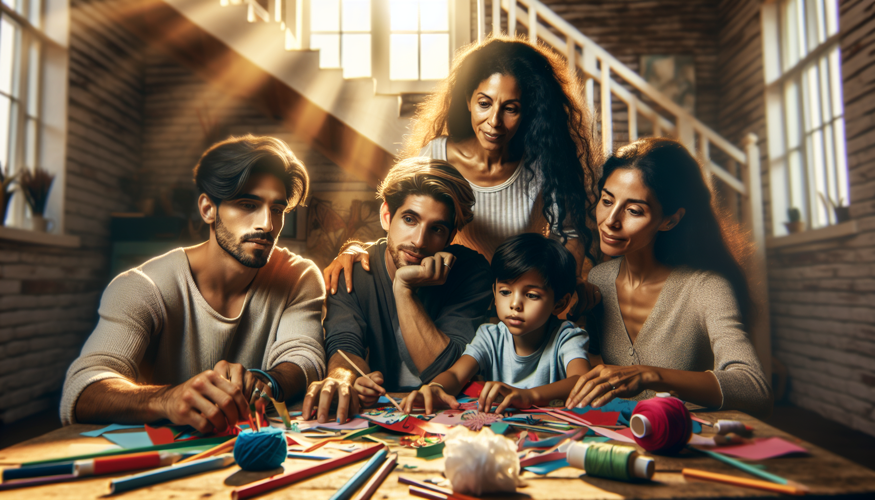 A conceptual illustration representing Overcoming Challenges in Family Engagement. Visualize the main ideas: . Creative but clear representation of the concept. Style: photorealistic. high quality, detailed, professional, clean composition, good lighting, sharp focus, well-composed. high quality, professional, detailed, well-composed