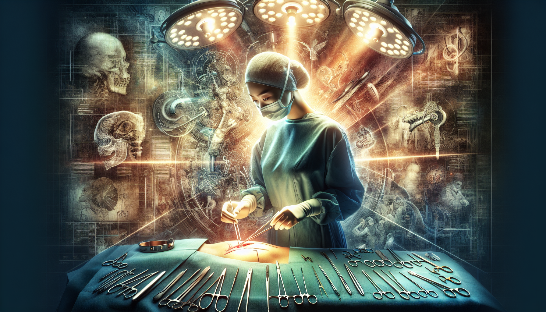 A conceptual illustration representing Introduction - A Phrase Steeped in Surgical History. Visualize the main ideas: . Creative but clear representation of the concept. Style: photorealistic. high quality, detailed, professional, clean composition, good lighting, sharp focus, well-composed. high quality, professional, detailed, well-composed