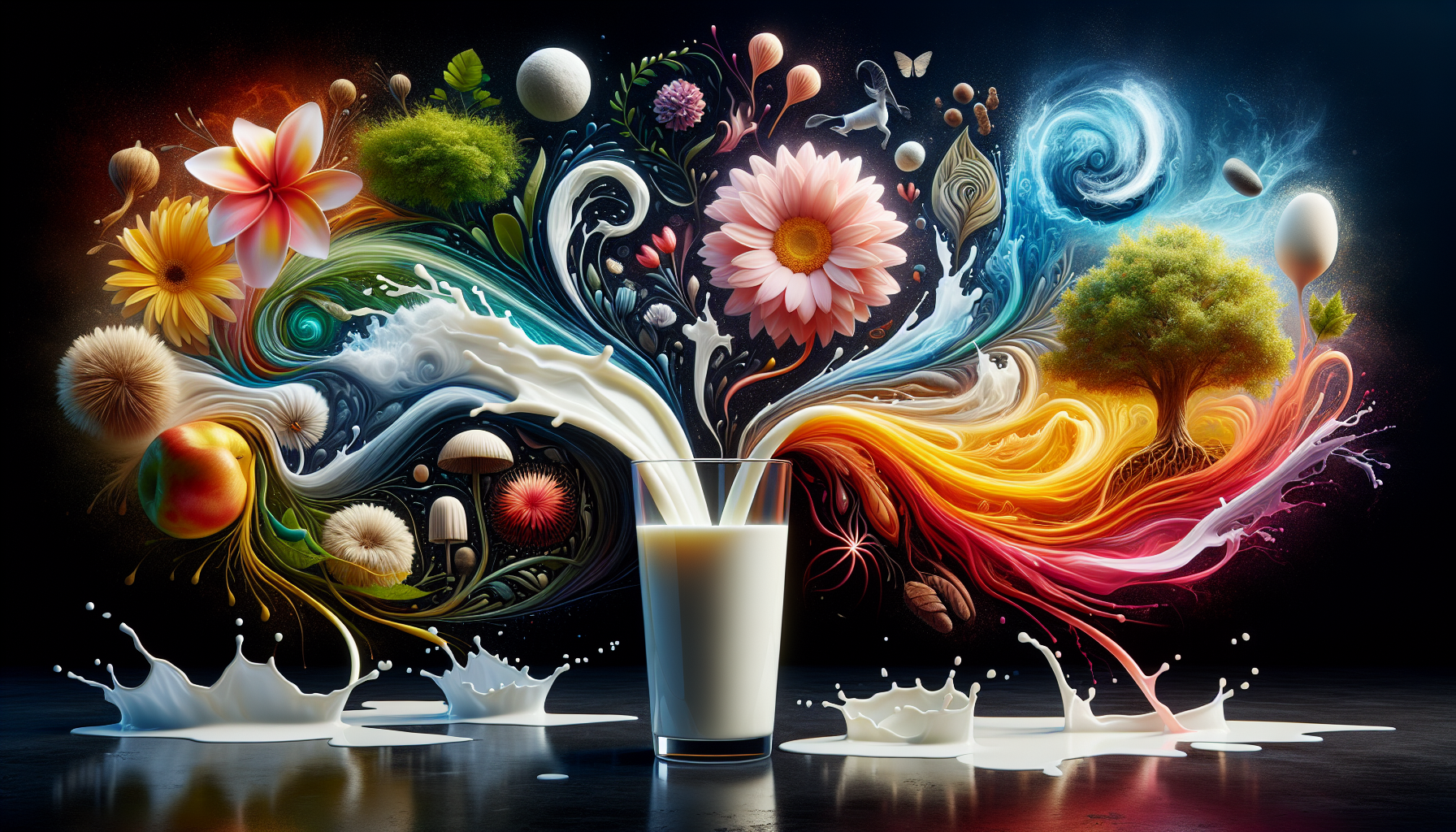 A conceptual illustration representing From Milk to Metaphor: The Evolution of Meaning. Visualize the main ideas: . Creative but clear representation of the concept. Style: photorealistic. high quality, detailed, professional, clean composition, good lighting, sharp focus, well-composed. high quality, professional, detailed, well-composed