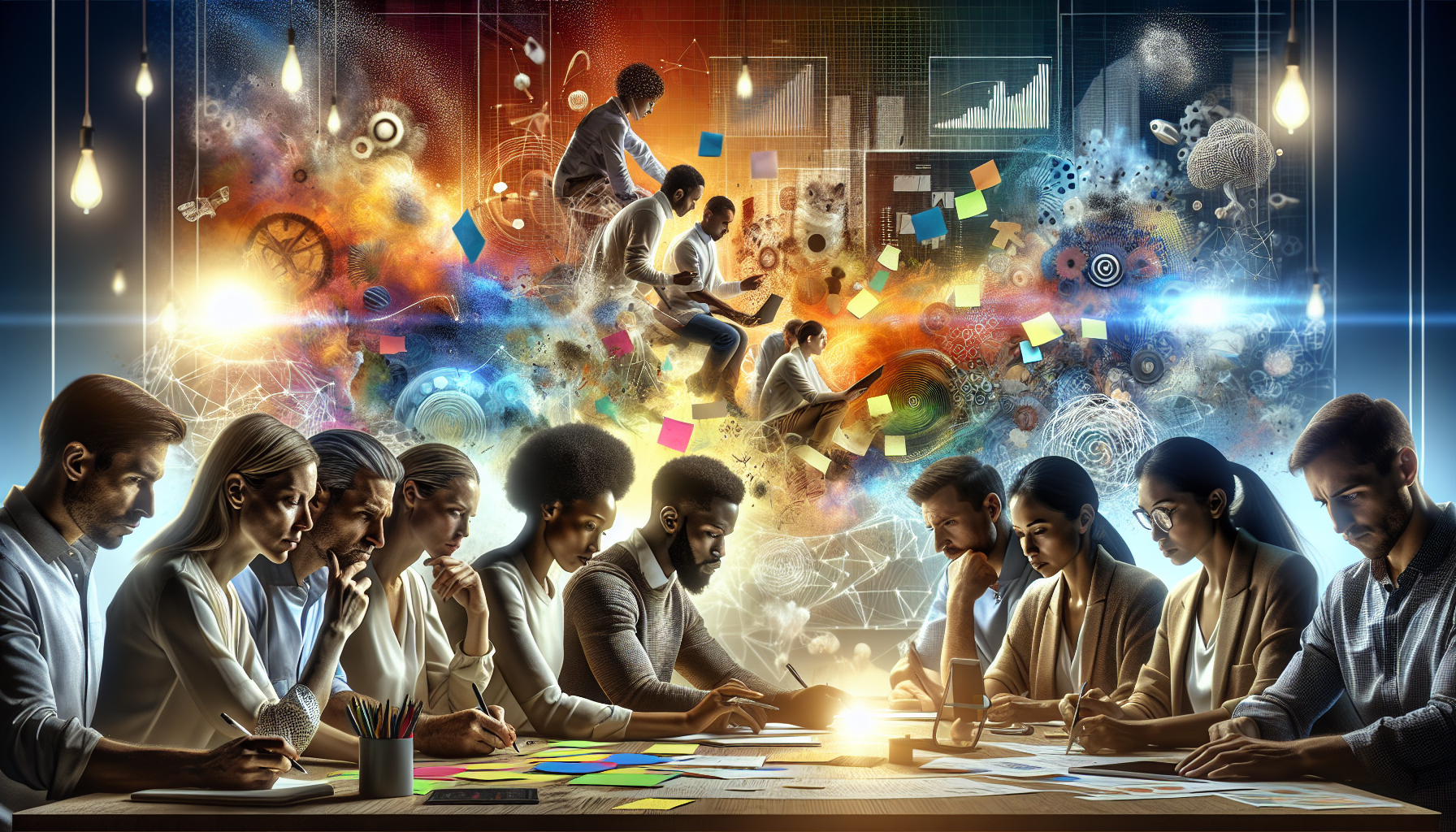 A conceptual illustration representing The Power of Projects in Critical Thinking. Visualize the main ideas: . Creative but clear representation of the concept. Style: photorealistic. high quality, detailed, professional, clean composition, good lighting, sharp focus, well-composed. high quality, professional, detailed, well-composed