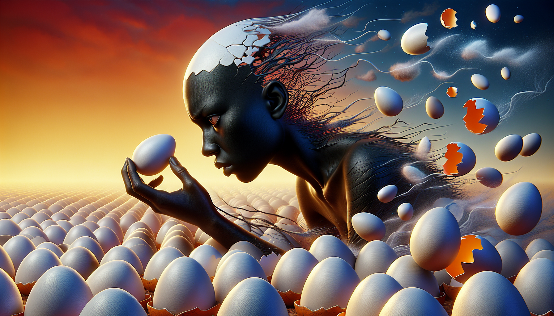A conceptual illustration representing Psychological Underpinnings of Eggshell Walking. Visualize the main ideas: . Creative but clear representation of the concept. Style: photorealistic. high quality, detailed, professional, clean composition, good lighting, sharp focus, well-composed. high quality, professional, detailed, well-composed