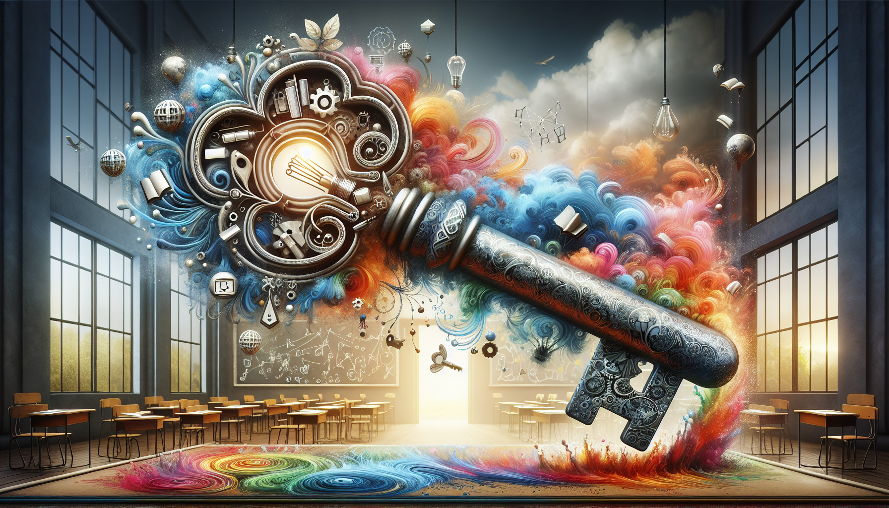 A conceptual illustration representing The Key to Active Learning. Visualize the main ideas: . Creative but clear representation of the concept. Style: photorealistic. high quality, detailed, professional, clean composition, good lighting, sharp focus, well-composed. high quality, professional, detailed, well-composed