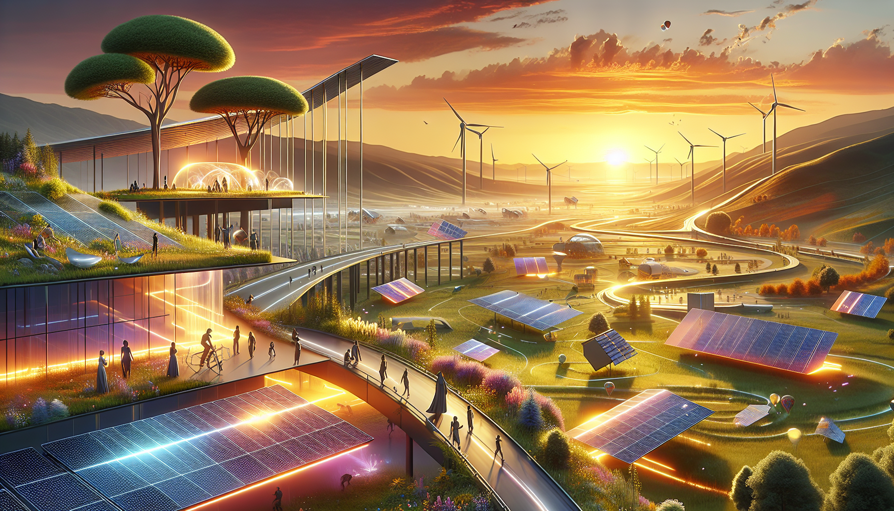 A conceptual illustration representing The Dawn of Solar Innovation. Visualize the main ideas: . Creative but clear representation of the concept. Style: Visual Theme: Clean, modern aesthetic with high contrast and vibrant energy. Emphasize the intersect. high quality, detailed, professional, clean composition, good lighting, sharp focus, well-composed. high quality, professional, detailed, well-composed