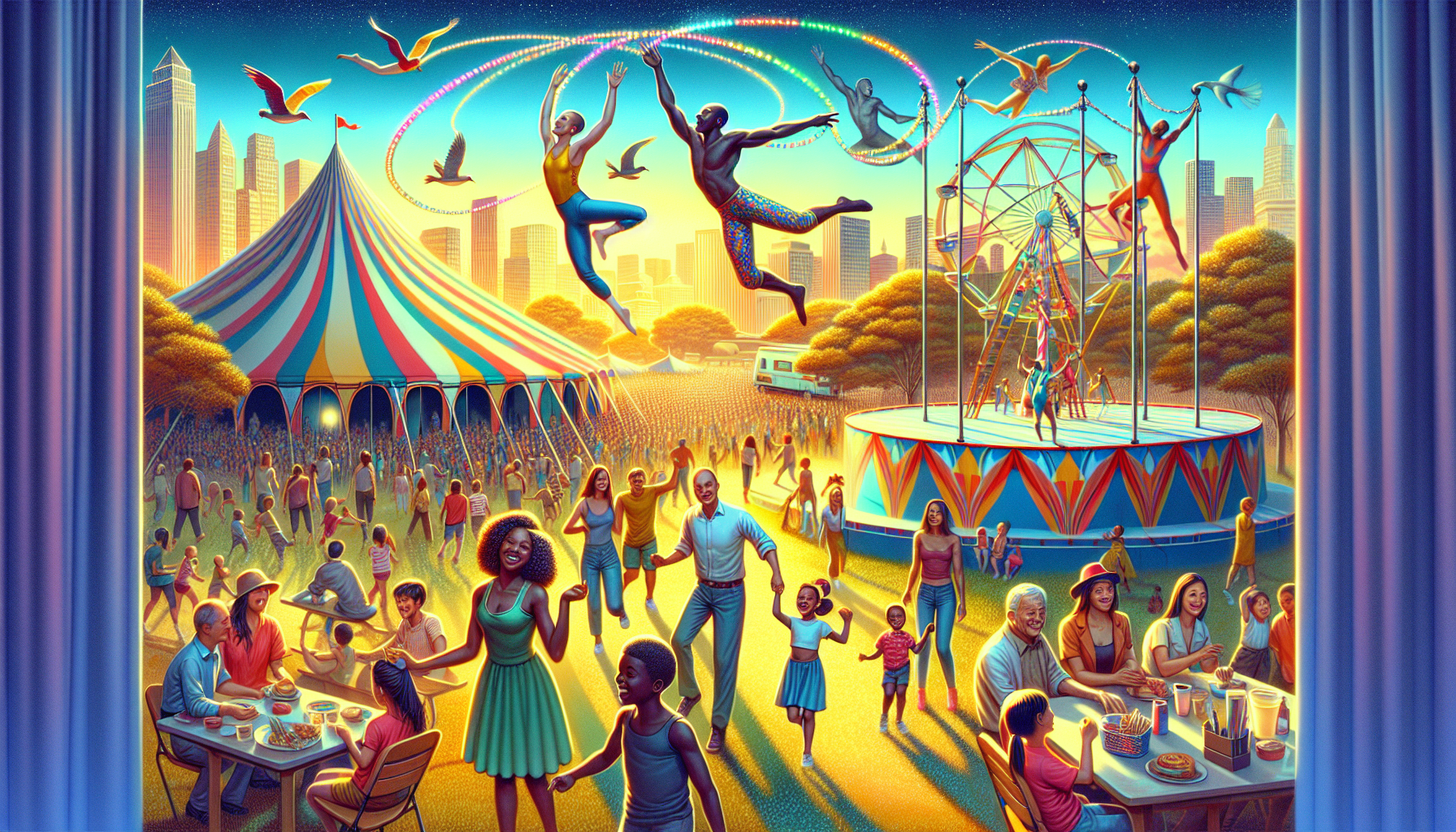 A conceptual illustration representing From Circus Rings to Common Parlance. Visualize the main ideas: . Creative but clear representation of the concept. Style: photorealistic. high quality, detailed, professional, clean composition, good lighting, sharp focus, well-composed. high quality, professional, detailed, well-composed
