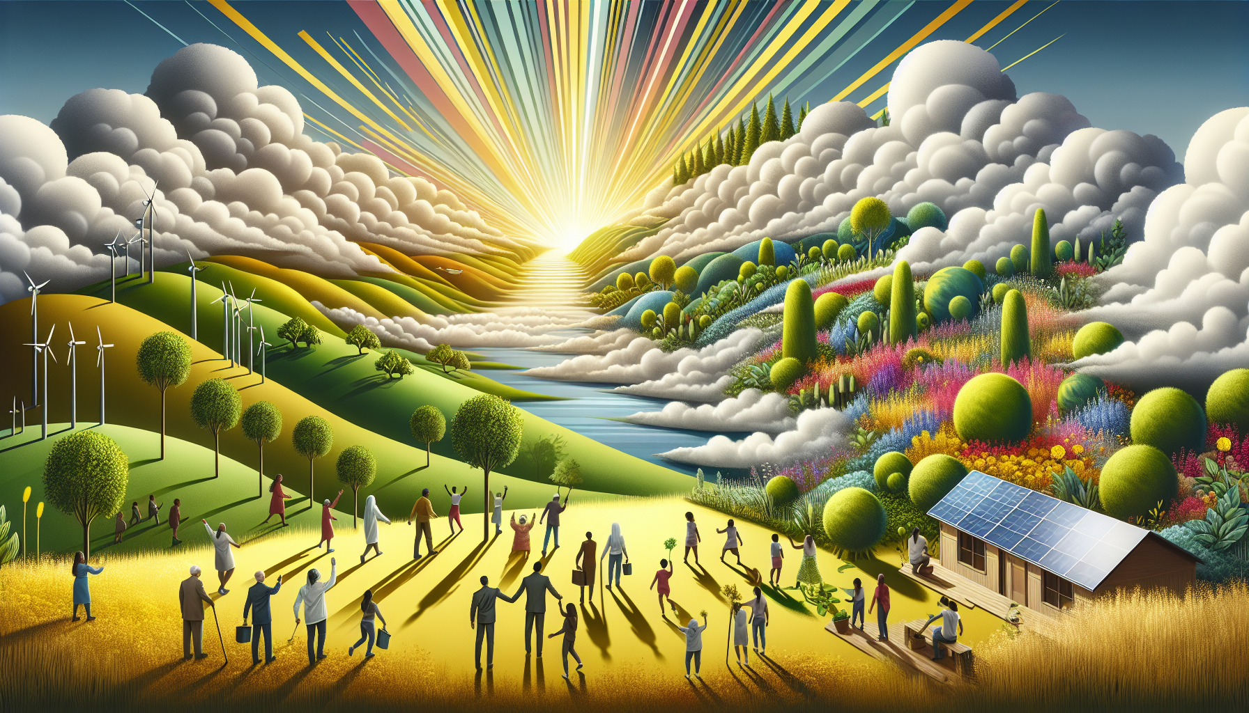 A conceptual illustration representing A Ray of Hope for Remote Areas. Visualize the main ideas: . Creative but clear representation of the concept. Style: Visual Theme: Clean, modern aesthetic with high contrast and vibrant energy. Emphasize the intersect. high quality, detailed, professional, clean composition, good lighting, sharp focus, well-composed. high quality, professional, detailed, well-composed