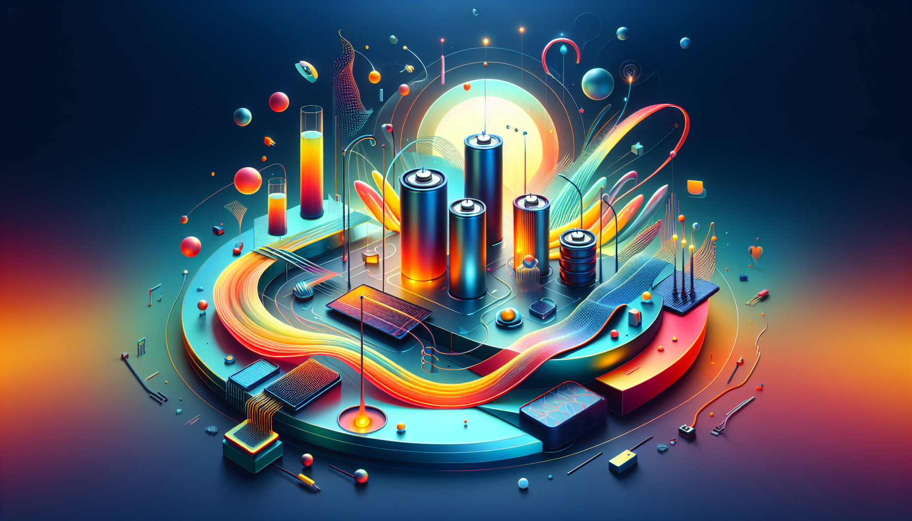 A conceptual illustration representing Beyond Batteries: Alternative Storage Methods. Visualize the main ideas: . Creative but clear representation of the concept. Style: Visual Theme: Clean, modern aesthetic with high contrast and vibrant energy. Emphasize the intersect. high quality, detailed, professional, clean composition, good lighting, sharp focus, well-composed. high quality, professional, detailed, well-composed