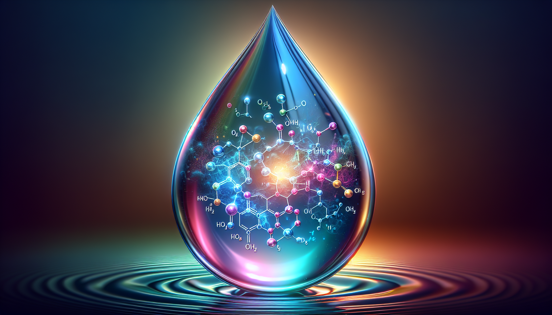 A conceptual illustration representing Chemical Composition of Emotional Tears. Visualize the main ideas: . Creative but clear representation of the concept. Style: photorealistic. high quality, detailed, professional, clean composition, good lighting, sharp focus, well-composed. high quality, professional, detailed, well-composed