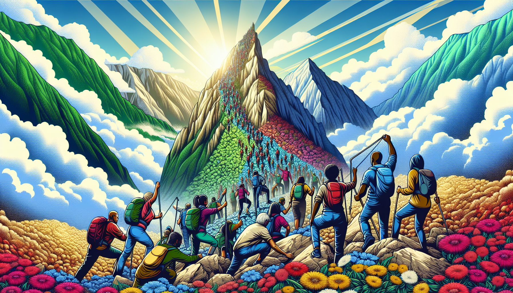 A conceptual illustration representing Overcoming Challenges. Visualize the main ideas: . Creative but clear representation of the concept. Style: Visual Theme: Clean, modern aesthetic with high contrast and vibrant energy. Emphasize the intersect. high quality, detailed, professional, clean composition, good lighting, sharp focus, well-composed. high quality, professional, detailed, well-composed