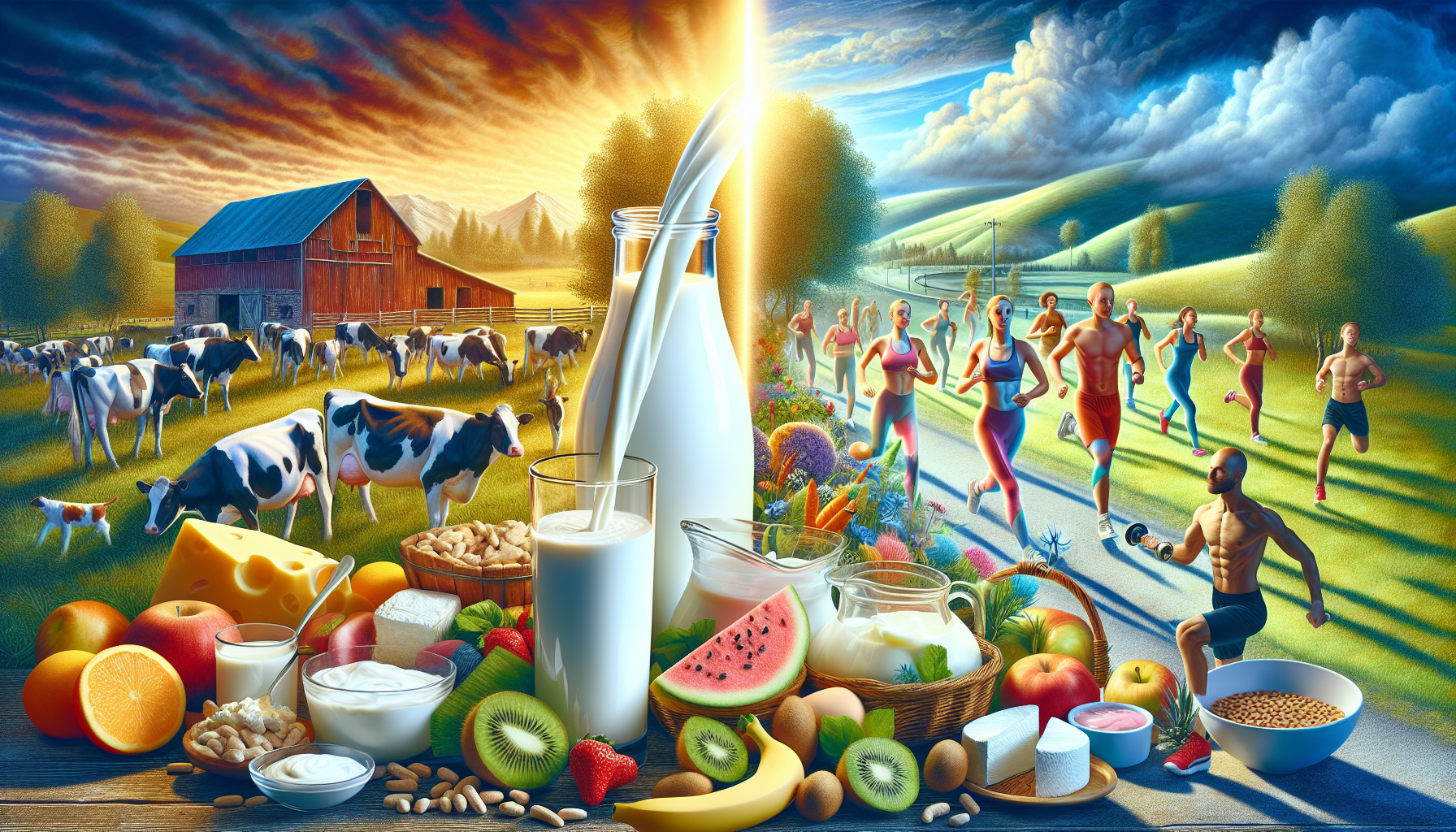 A conceptual illustration representing The Importance of Milk Proteins. Visualize the main ideas: . Creative but clear representation of the concept. Style: photorealistic. high quality, detailed, professional, clean composition, good lighting, sharp focus, well-composed. high quality, professional, detailed, well-composed