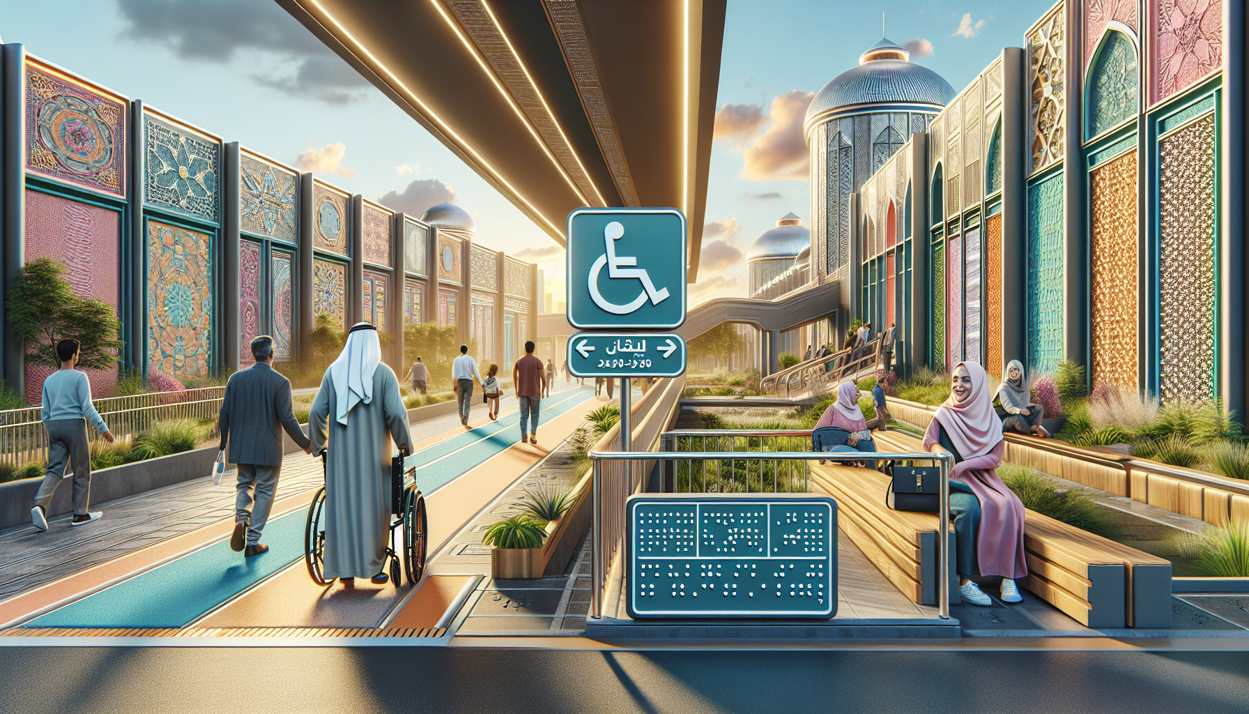 A conceptual illustration representing Designing Accessible Physical Spaces. Visualize the main ideas: . Creative but clear representation of the concept. Style: photorealistic. high quality, detailed, professional, clean composition, good lighting, sharp focus, well-composed. high quality, professional, detailed, well-composed